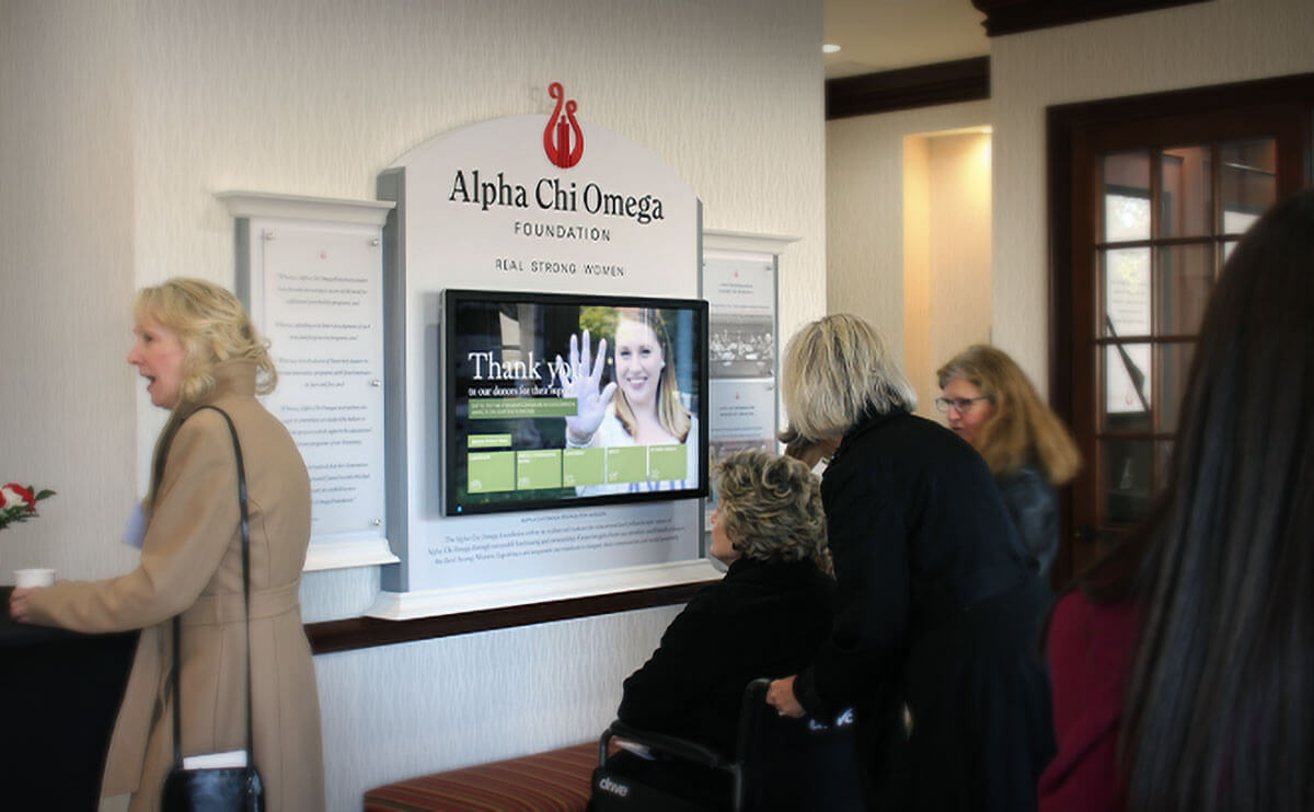 Digital donor recognition installation at Alpha Chi Omega