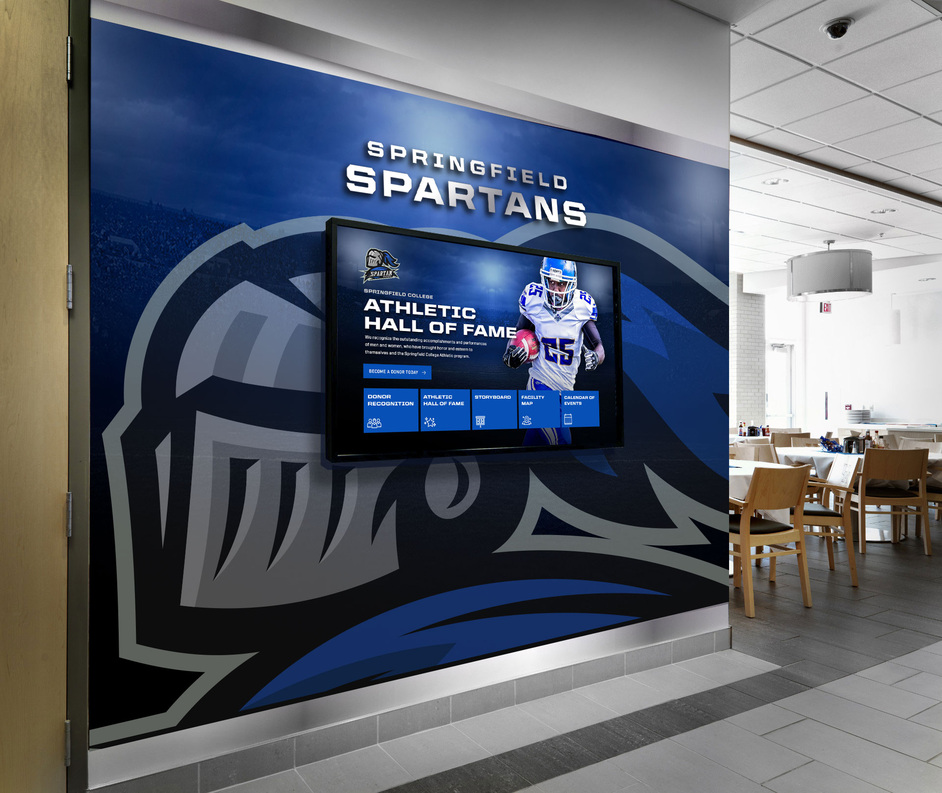 Interactive Wall of Fame installation for college athletic department