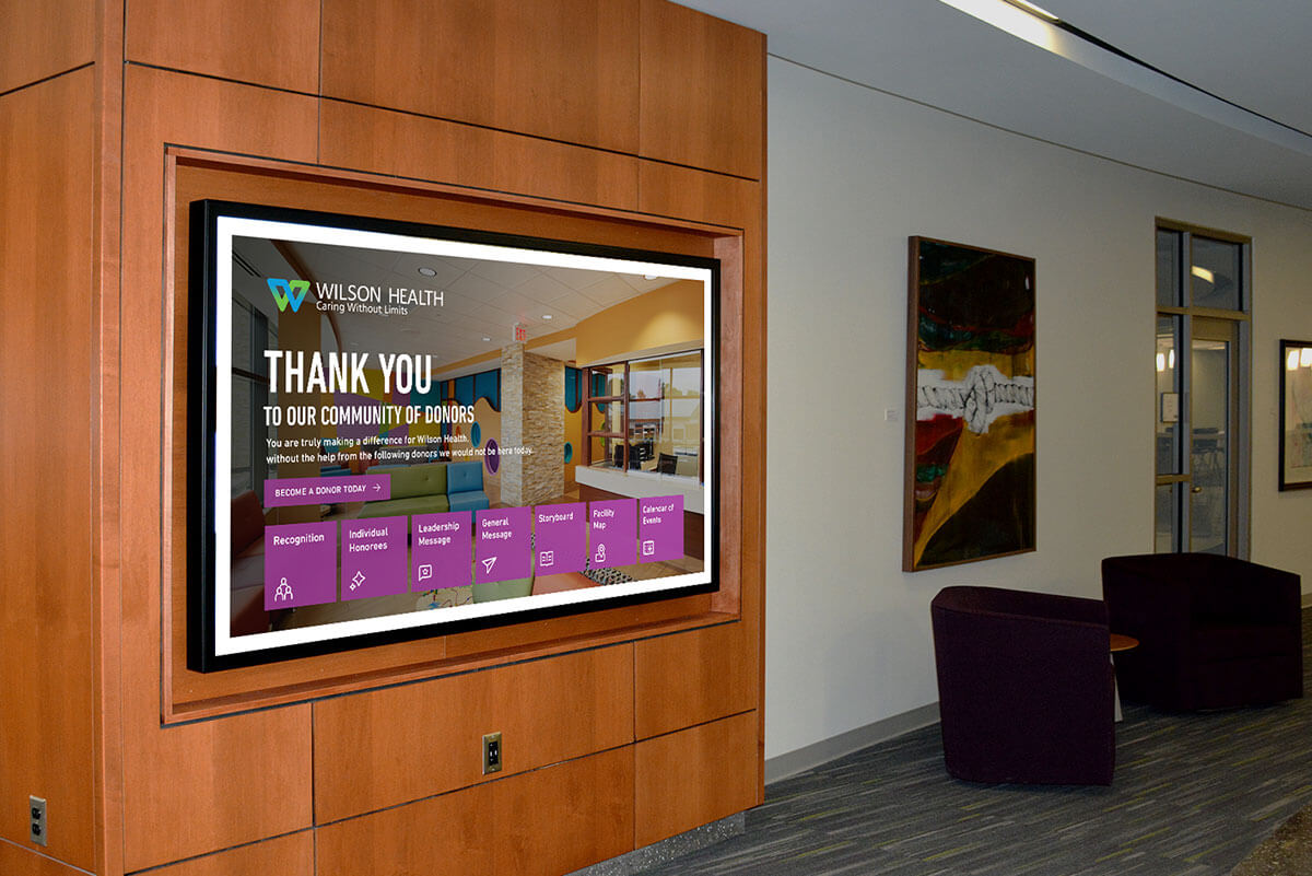 Interactive donor recognition wall installation at Hospital