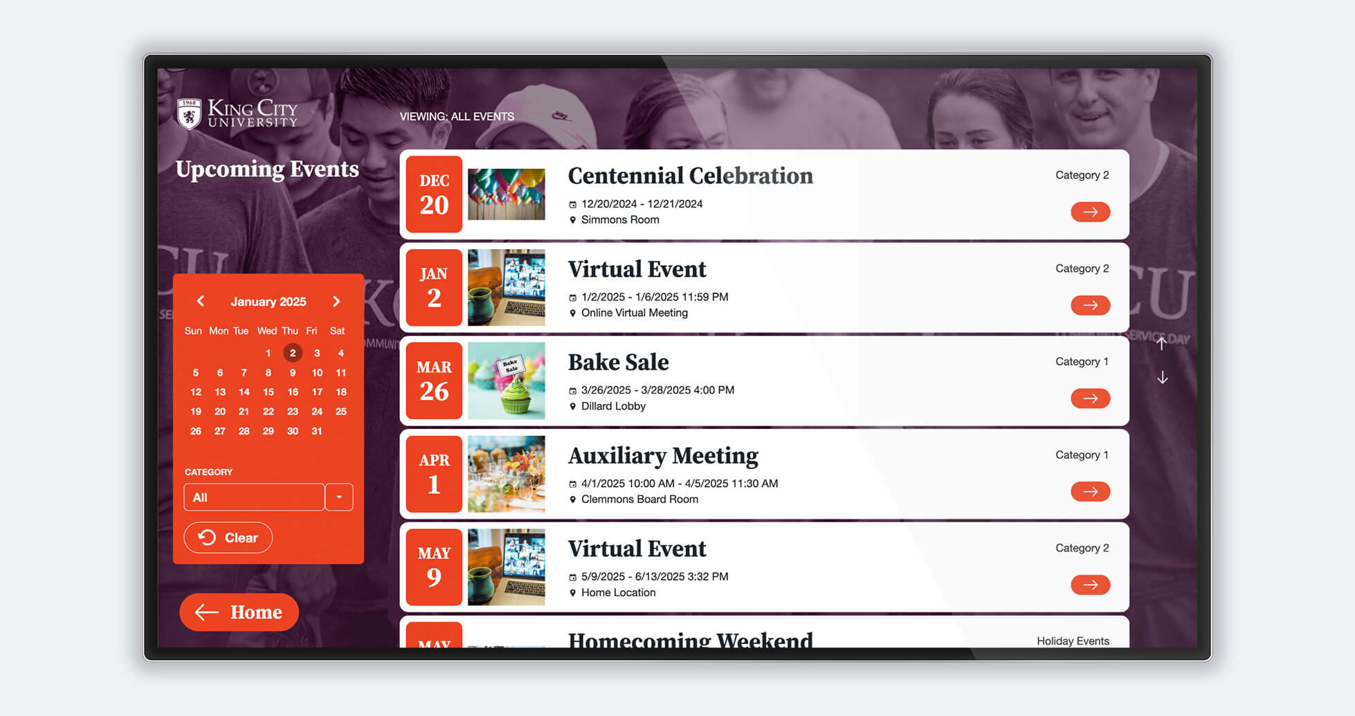 Interactive Calendar of Events Module